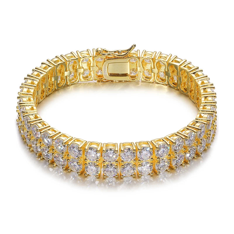 2 Rows 6mm 8mm 10mm Moissanite Tennis Bracelet 925 Sterling Silver VVS1 D Color Moissanite with GRA Certification