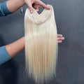 ASH Blonde Natural Looking Silk Toppers Human Hair Top Piece Toupee Hair Replacement System v Shape Silk Topper