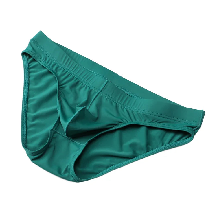 Wholesale Men's Sexy Low-Rise Briefs Underwear Breathable Sustainable Made From Silk Nylon Knitted Fabric with Custom Logo Print