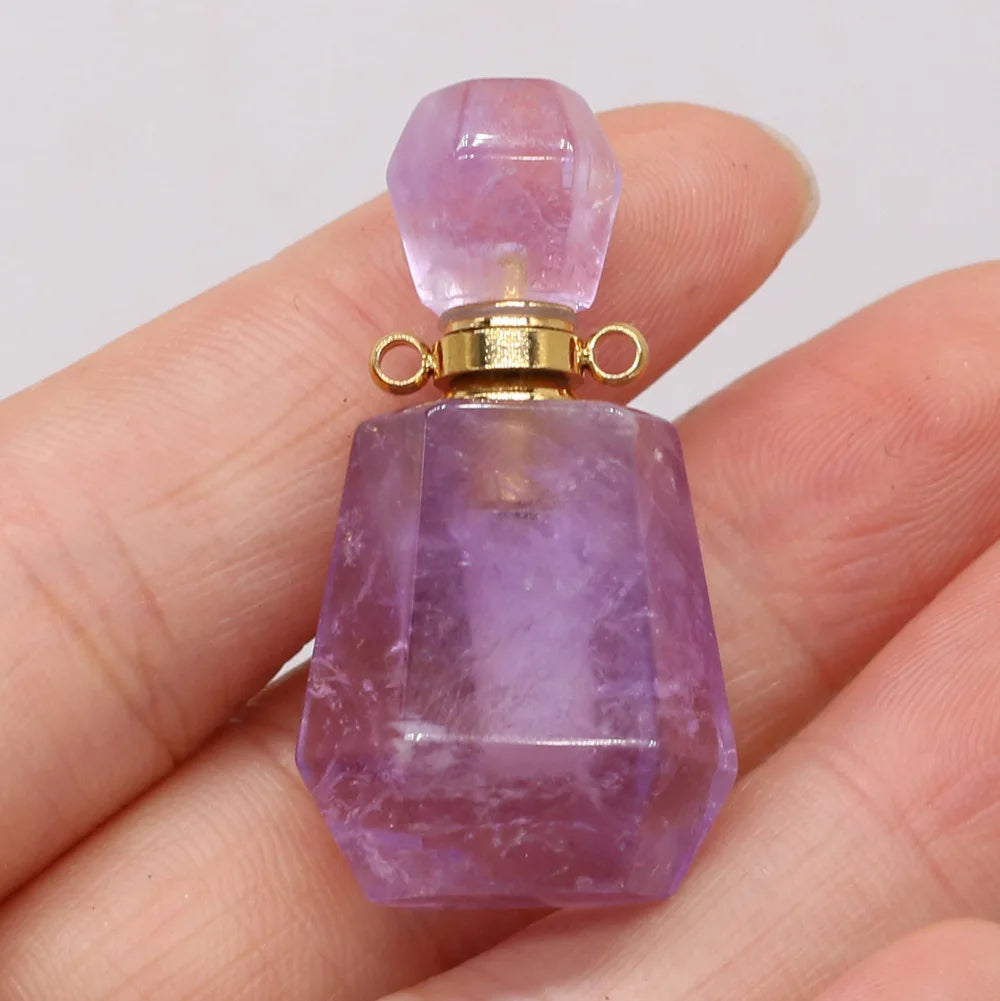 Hongzhuo Natural stone amethyst perfume bottle crystal pendant energy gemstone necklace jewelry
