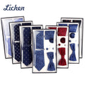 Men's Ties Set Paisley Bowtie Necktie Includes 8pcs Tie Clip Cuff Links Brooch Pocket Square for Party Wedding Gift Set
