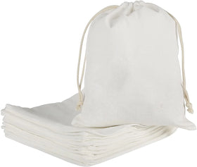 Cotton Drawstring Fabric Gift Pouches Sachet White Canvas Drawstring Bags for Jewelry Party Favors Wrapping DIY
