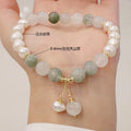 Women Elastic Stretch Bracelet Baroque Freshwater Pearl Jade Bead Design Charm Jade Crystal Bead Bracelet