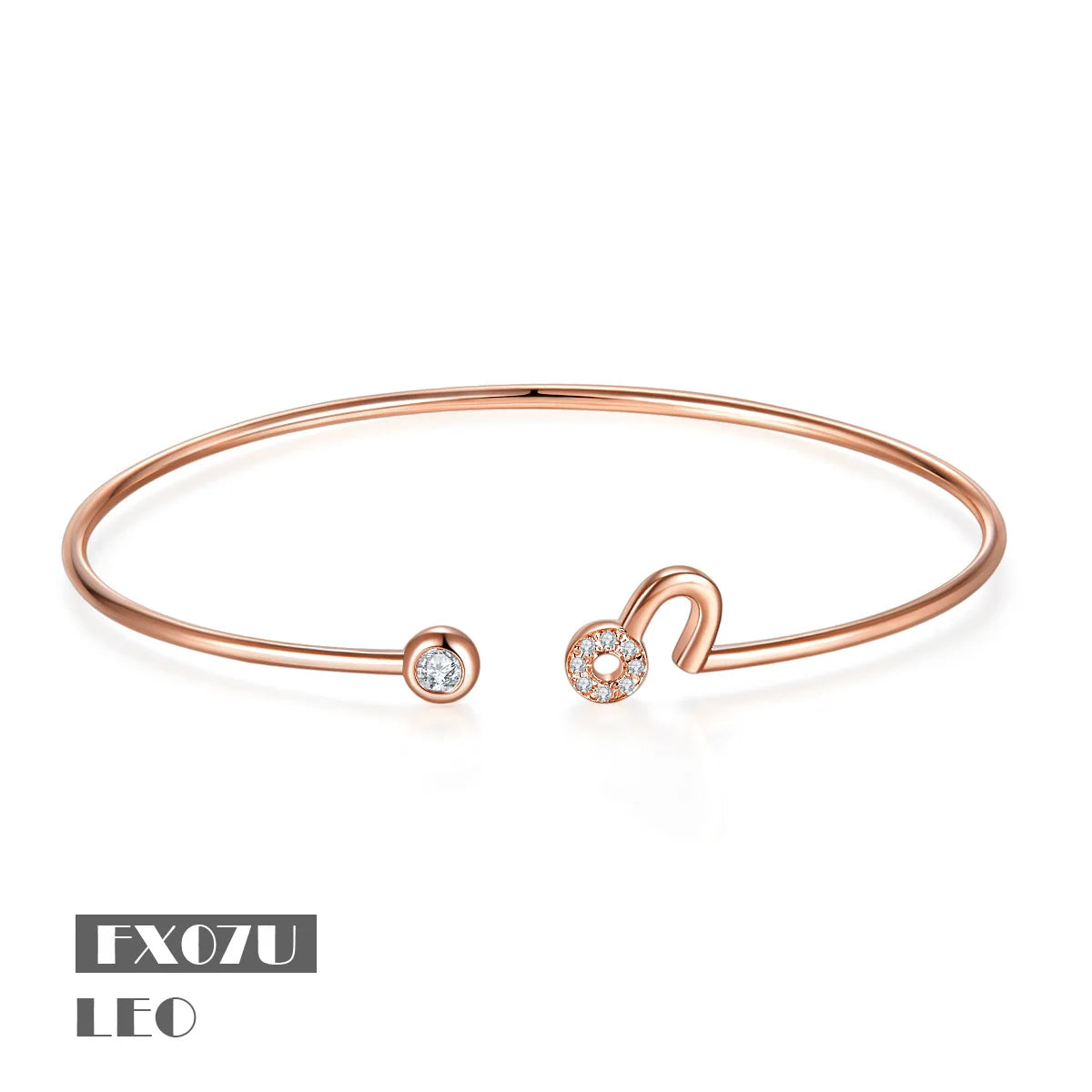 FX07 Leo Zodiac Sign Abiding Jewelry Anti Tarnish 925 Sterling Silver Bracelet Moissanite Gold Plated Adjustable Bangle