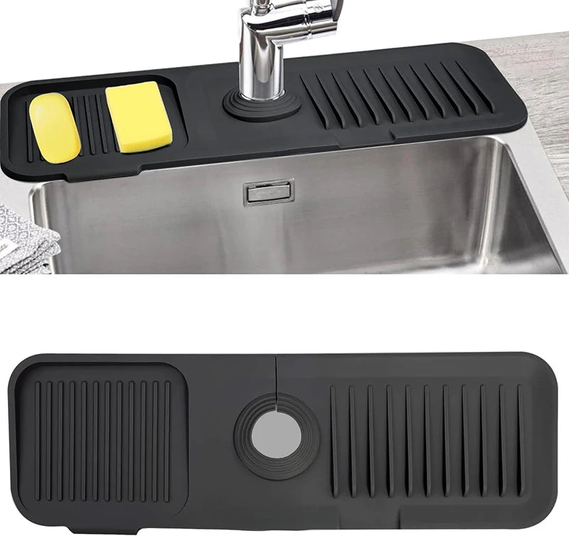 New Custom Silicone Faucet Water Mat Sink Splash Guard Drip Catcher Kitchen Sink Splash Guard Faucet Absorbent Mat