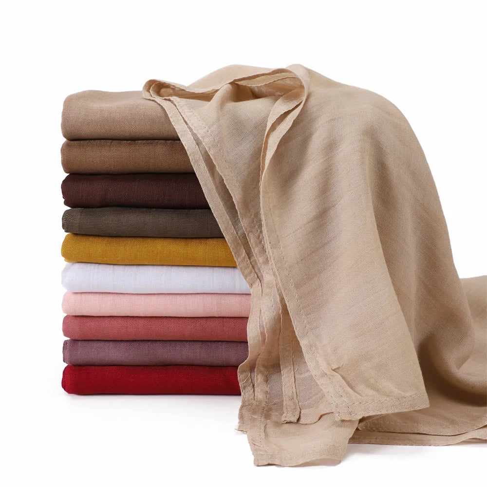 Sharut Custom Lightweight Double Stitches Trim Viscose Rayon Shawl Cotton Viscose Hijab Muslim Women Fashion Scarf Shawl