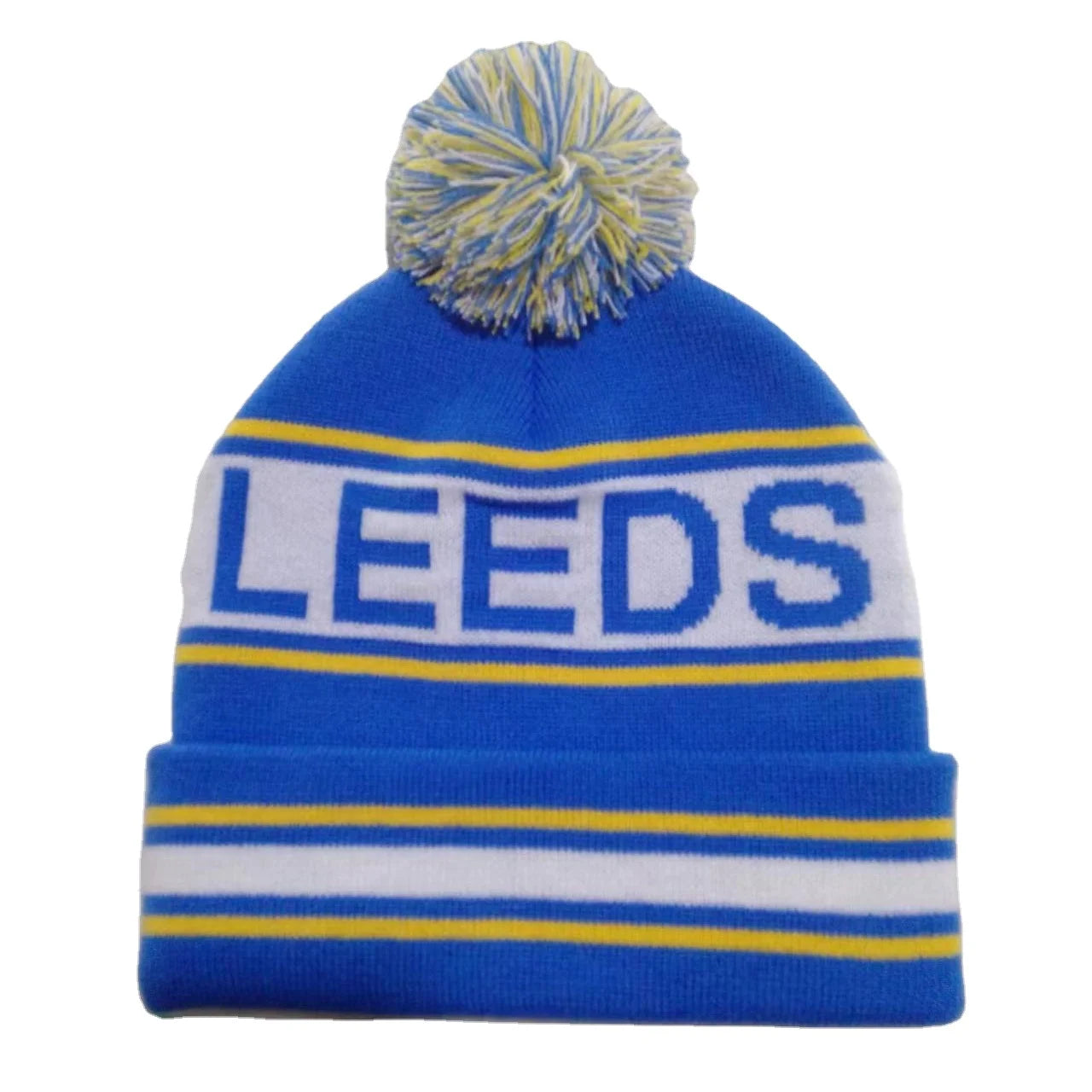 Custom Logo Embroidery Acrylic Bobble Hats Winter Knitted Pom Pom Beanie Cap Manufacturer Unisex Warm with Pompom