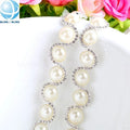 China Factory Silver Pearl Chain Rhinestone Trimming for DIY Wedding Dress Rhinestone Trim