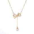 High Quality Custom Freshwater Pearl 925 Sterling Silver Zircon Gold Plated Pearl Chain Butterfly Necklace for Women