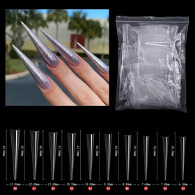 Professional Half Cover Stiletto False Nail Tips Clear Long Pointed False Nail Tips Clear Stiletto Nail Tips for Nail Salon