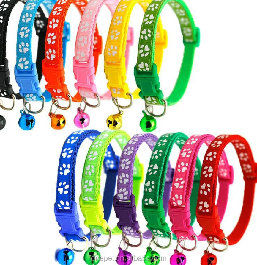Custom Design Cat Dog Animal Breakaway Bell Collar Nylon Reflective Jeweled Features Cartoon Style Nylon
