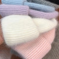 Winter Hat Rabbit Hair Pullover Female Angora Rabbit Hair Knitted Hat Warm Woolen Hat