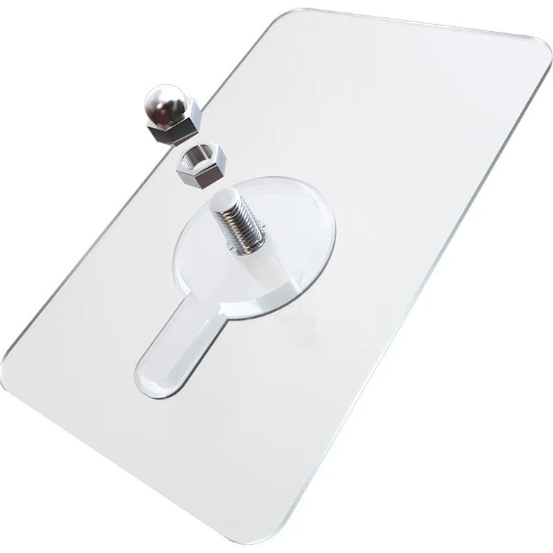 Multi-Purpose Nail-Free Hanging Single-Tier Stainless Steel Strong Adhesive Bathroom Wall Hanger Hooks for Photo Frame Storage