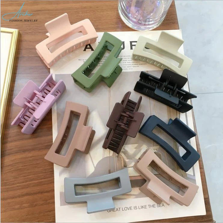 Archer 2026 Hot Selling Wholesale INS Style Big Size Hair Clamps Hollow Rectangle Acrylic Matte Hair Claw Clip
