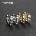 E080 Iced Out Geometric Gold Plated Brass CZ Stud Earrings for Men and Women Hip Hop Jewelry Anniversary Gift