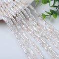 6-8mm Natural White Biwa Stick Freshwater Pearls Strands String Necklace DIY