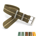 Hotselling Khaki Green Beige Striped Nylon Watch Bands One Piece Pass 18mm 20mm 22mm Fabric Watch Strap for Heavy Watch