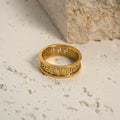 Dazan SUMMER New HOT Ins Trendy 18k PVD Gold Plated Stainless Steel Polished Vintage Court Hallow Ring for Gift Women Men