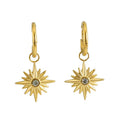 Fine Stainless Steel CZ Stone Diamond Encrusted Eight-pointed Star Earrings Pendant Steel 18K Gold Drop Earrings for Women