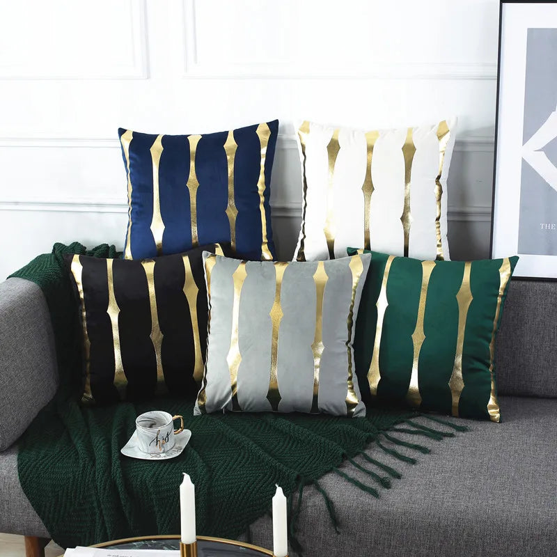 Custom Luxury Holland Velvet Decoration Pillow Cases Western Fashion Throw Pillow Cover Gold Cushion Cover