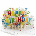 3D Birthday Cake Pop up Card Gifts Candle Cake Handwritten Greeting Card New Happy Birthday Party Card