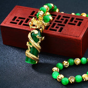Dubai Gold-Plated Bag Yusha Gold Dragon Men's Necklace Opal Beaded Cross-Border Accessories