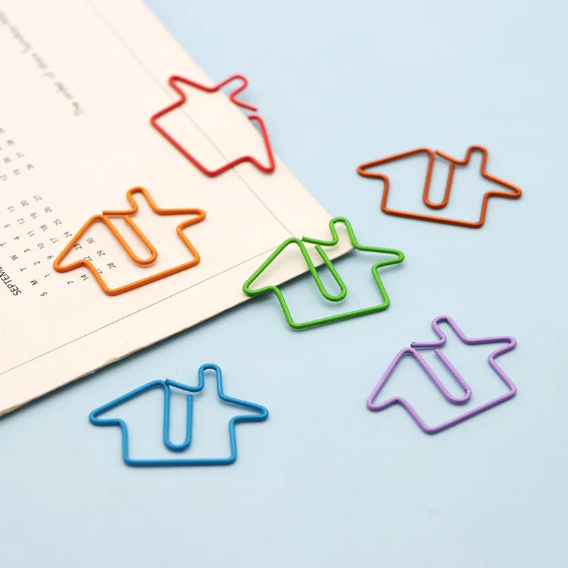 Promotion Give Away Gifts Paperclips Manufacturer Colored PET Coated Wire Planner Paperclips Bookmark House Shaped Paper Clips