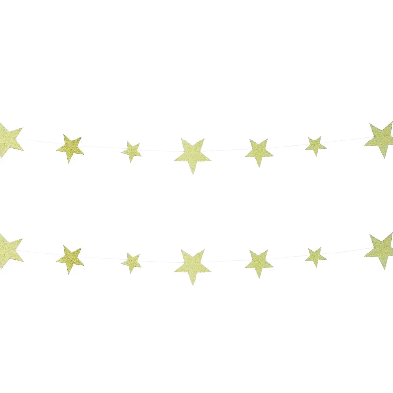 608064 Gold Glitter Paper Star Bunting Banners Modern Simplicity Style Indoor Christmas Party Garland Decor Xmas New Year