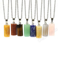 10x20mm Wholesale Round Tube Stone Crystal Necklace Stick Rose Quartz Necklaces Jewelry for Women Men