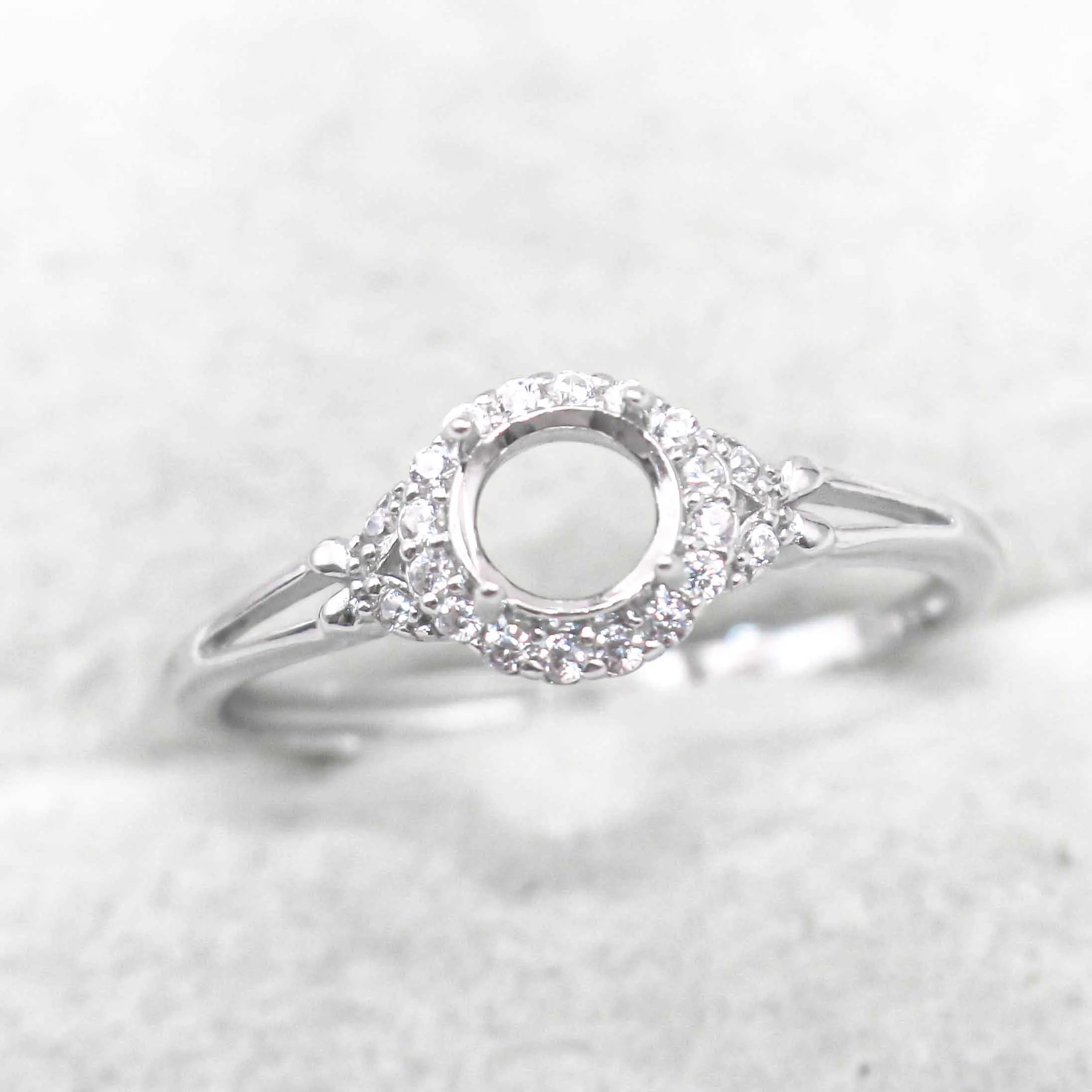 Sterling Silver 4mm/5mm Semi Mount Ring Frame Empty Blank Support Claws Setting S925 Base Without Center Stone for Inlay DIY