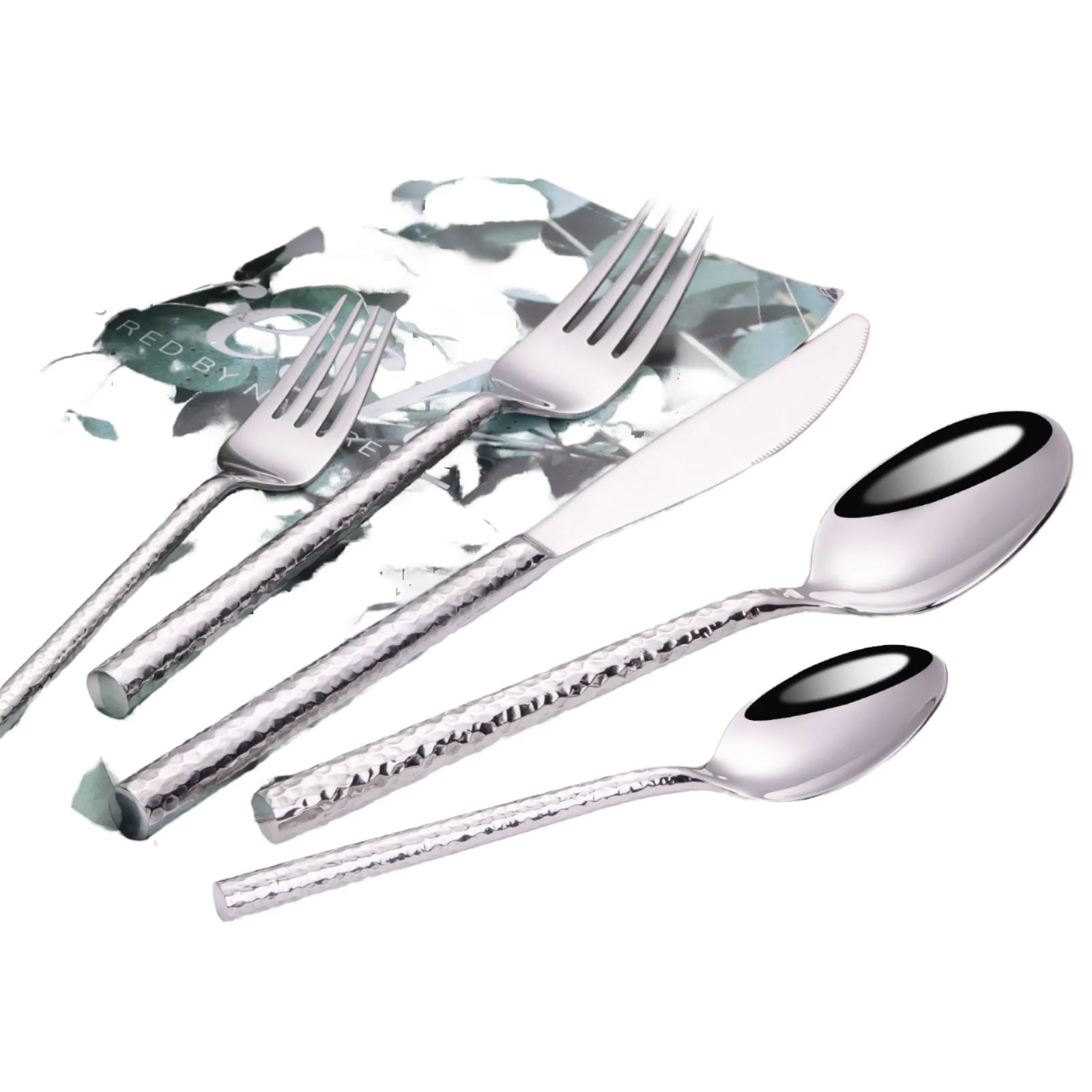 Classic Heavy Food Grade Stainless Steel 304 Flatware Set Thick Hammered Handle Dishwasher Safe Eco-Friendly Cutlery for