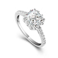 Sterling Silver Princess Cut Zircon Wedding Ring with Rhodium Plating Prong Setting Trendy Minimalist Design for Women