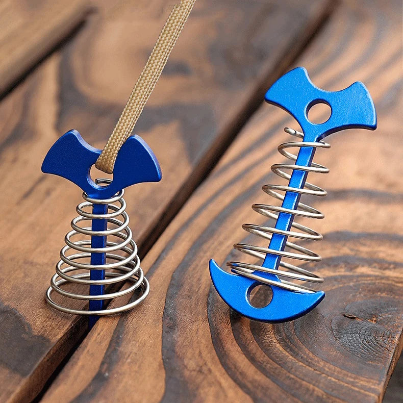 Hiking Accessories Deck Peg with Carabiner Hook Spring Octopus Rope Buckle