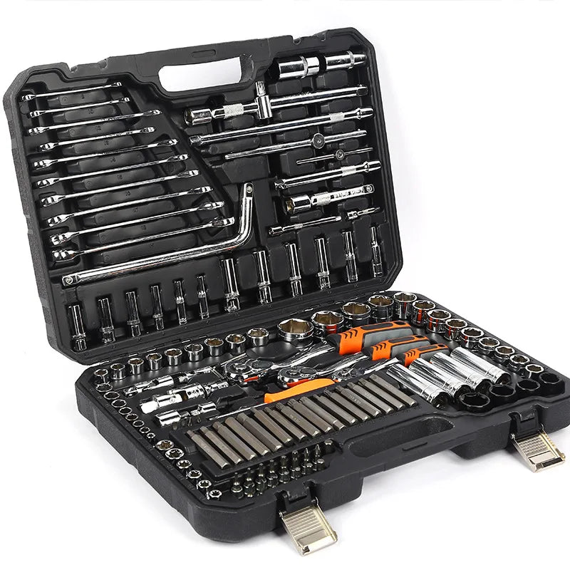 128 PC Auto Mechanic Set Combination Tool Wrench Pliers Sockets Bits