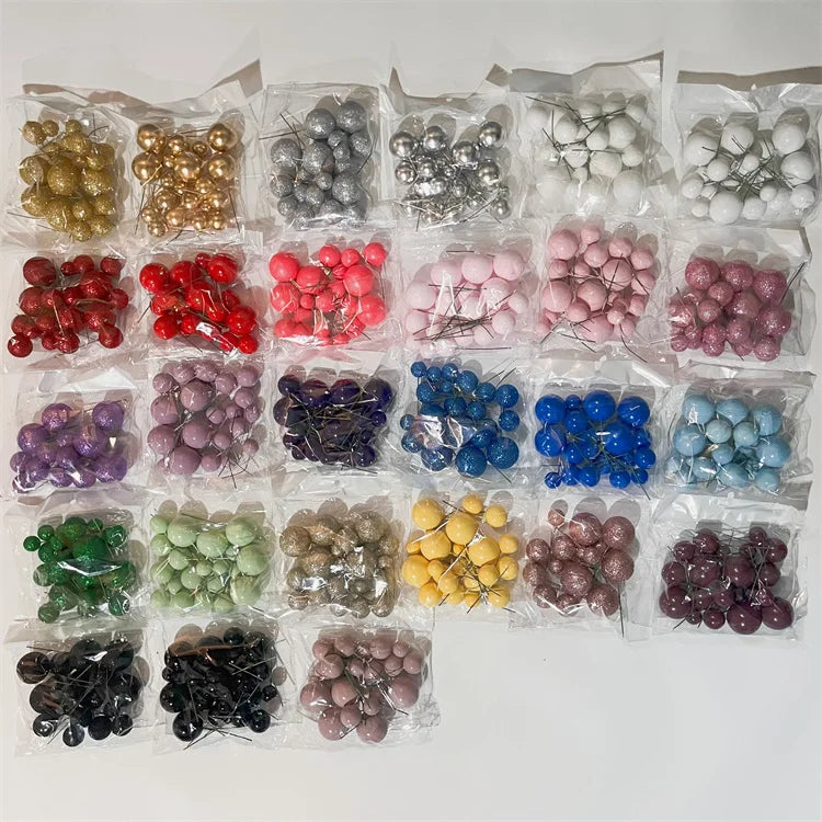 Cake Decorating Tools 20pcs/bag  Balls 2 2.5 3 4cm Mixed Faux Balls Gold Silver Pink Blue  Birthday Cake Toppers