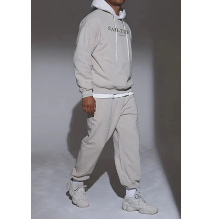 E220416 Custom Mens Sets Sportswear 2 Pieces Custom Sweat Suit Tracksuit Sweatsuit Unisex Sets Men's Sportswear Hoodie Set