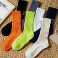 Multicolor Custom Men's Terry Socks Bright Color Vertical Strip Thickened Medium Tube Socks Fashion Sports Trendy Socks