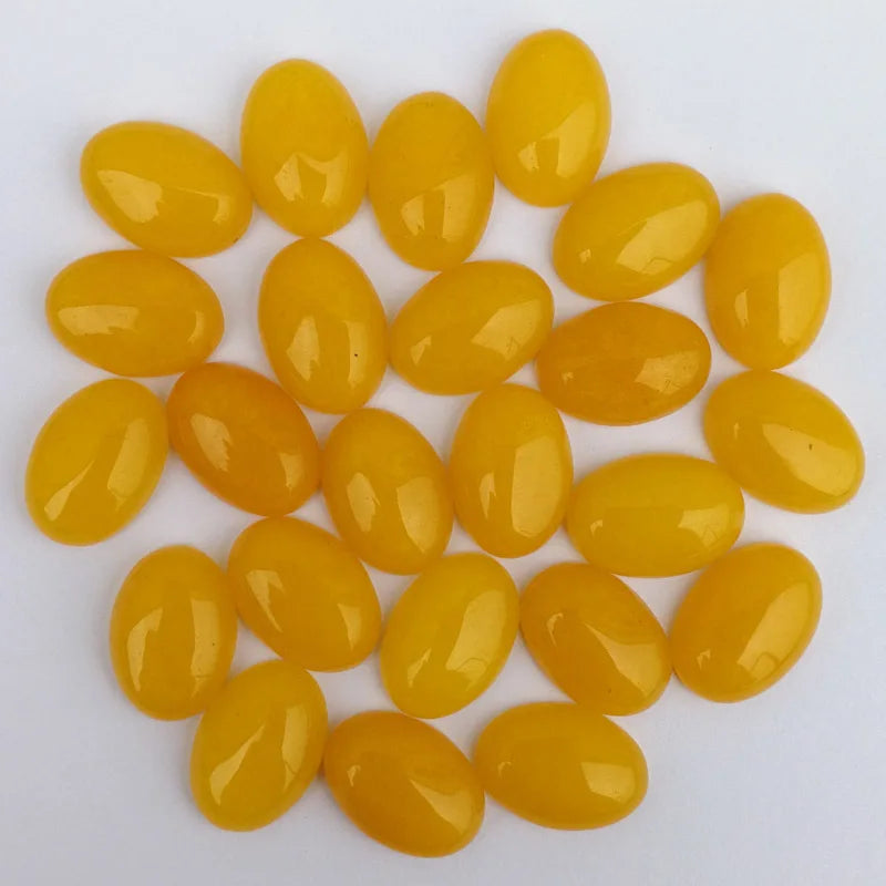 Hongzhuo Factory Price Gems 13*18mm Oval Yellow Cabochon Flat Back Stone Loose Gemstone Crafts