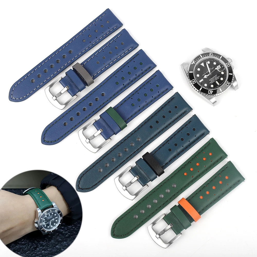 New Arrival Two Colors Leather Rings of Genuine Leather Watch Band with Quick Release Spring Pins Fit for Ordinary Watches