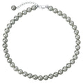 2024 New High Bright Silver Gray Positive Round Pearl Sweater Chain Necklace for Woman Size Custom Jewelry
