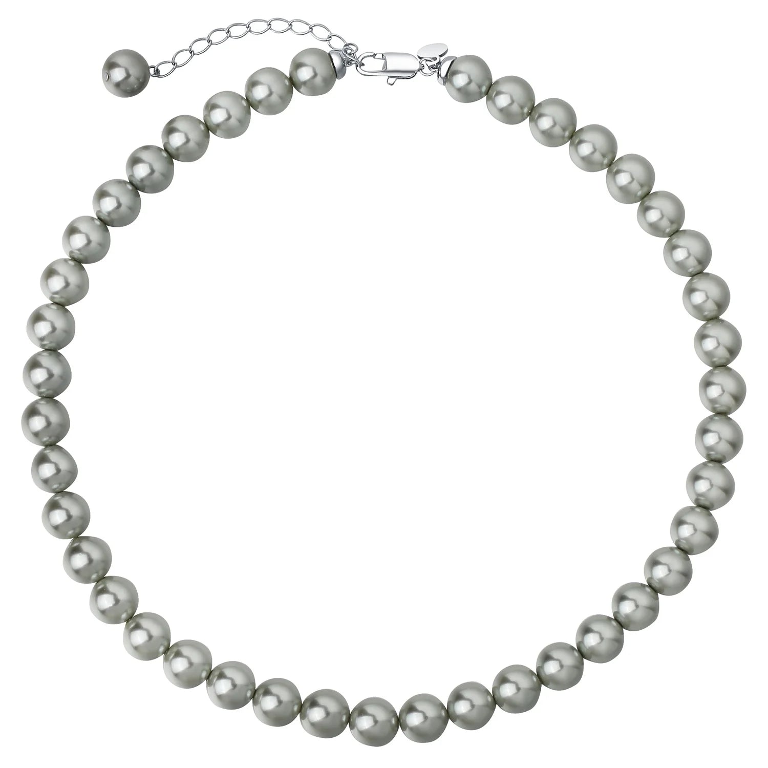 2024 New High Bright Silver Gray Positive Round Pearl Sweater Chain Necklace for Woman Size Custom Jewelry