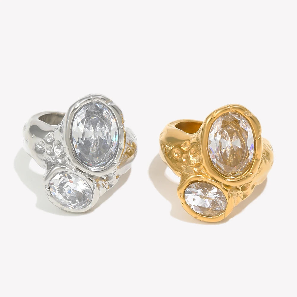 Dreamshow New Products Ideas Business 2026 Fashion Rings Gold Plated Engagement Zircon Jewelry Stainless Steel Rings