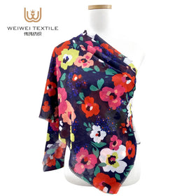 Wholesale Custom Scent Printed Muslim Kids Women Cotton Voile Hijab Scarf