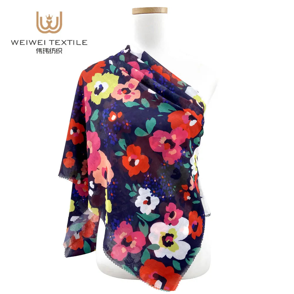 Wholesale Custom Scent Printed Muslim Kids Women Cotton Voile Hijab Scarf