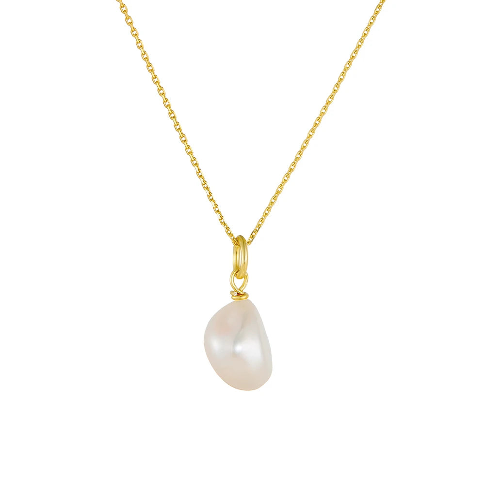 Peishang Wholesale 925 Sterling Silver 14K Gold Plated Fine Jewelry Natural Freshwater Pearl Pendant Necklace for Women