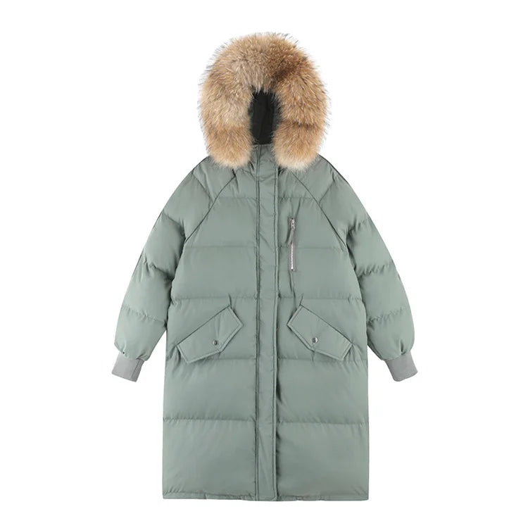 Women Windproof Fur Collar Hooded Winter Snow Coat Long Puffer Women's Jackets