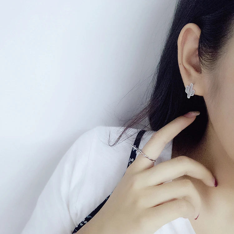 925 Sterling Silver Elegant Wedding Jewelry Cute Cactus Stud Earrings for Women Engagement Pendientes Mujer Moda 2022 Brincos