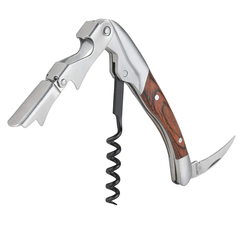 Factory Price Rosewood With Pu Leather Bag Wine Opener Stainless Steel Corkscrew Wine Bottle Cork Screw Opener Corkscrew