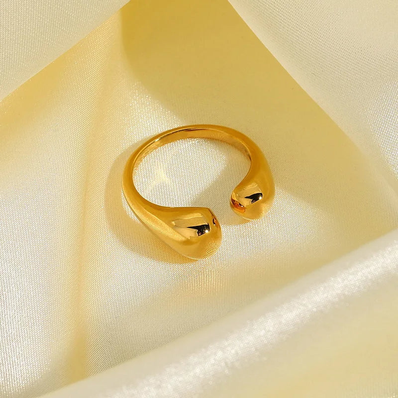 European and American New Polished Open Titanium Steel Ring Drop Glossy Personalized Adjustable Ring