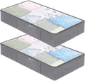 Underbed Storage Bags Quilt Storage Bins Boxes With 4 Handles Clear Window for Blankets Comforters